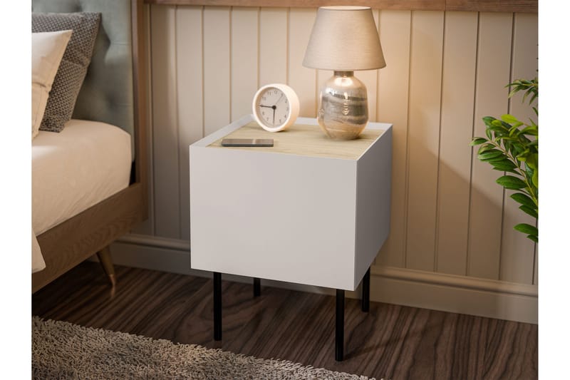 Akie Nattbord 40 cm - Beige - Møbler - Bord - Avlastningsbord & sidobord - Sengebord & nattbord