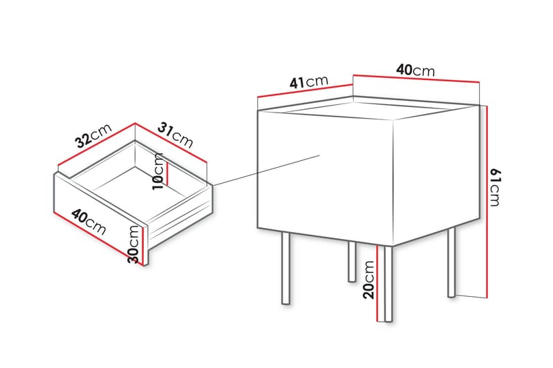 Akie Nattbord 40 cm - Grønn - Møbler - Bord - Avlastningsbord & sidobord - Sengebord & nattbord