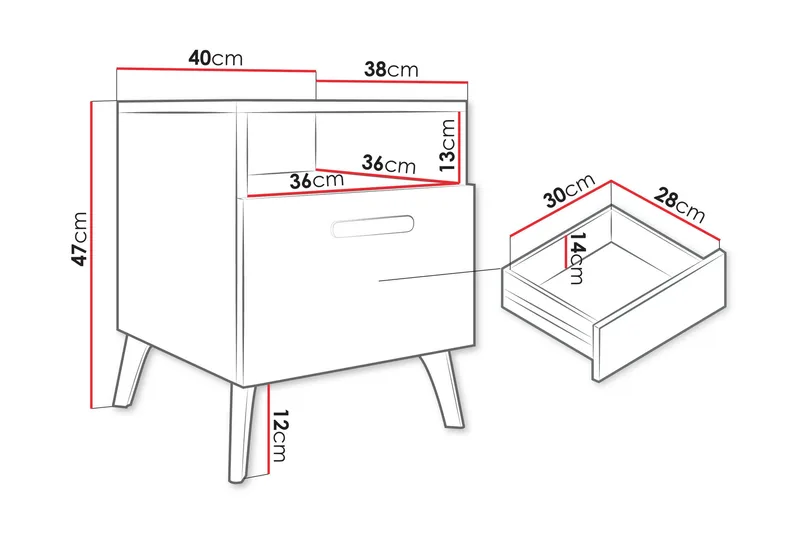 Akihiko Nattbord 40 cm - Cashmere - Møbler - Bord - Avlastningsbord & sidobord - Sengebord & nattbord
