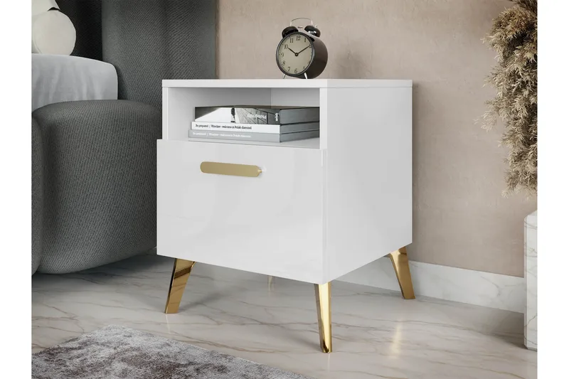 Akihiko Nattbord 40 cm - Hvit - Møbler - Bord - Avlastningsbord & sidobord - Sengebord & nattbord