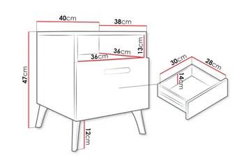 Akihiko Nattbord 40 cm - Hvit - Møbler - Bord - Avlastningsbord & sidobord - Sengebord & nattbord