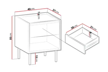 Akihito Nattbord 40 cm - Brun - Møbler - Bord - Avlastningsbord & sidobord - Sengebord & nattbord