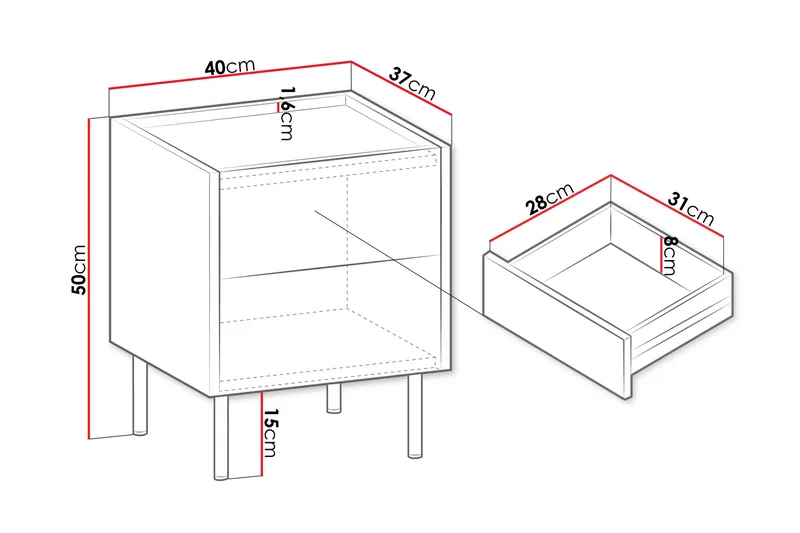 Akihito Nattbord 40 cm - Brun - Møbler - Bord - Avlastningsbord & sidobord - Sengebord & nattbord
