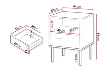 Akiko Nattbord 44 cm - Beige - Møbler - Bord - Avlastningsbord & sidobord - Sengebord & nattbord