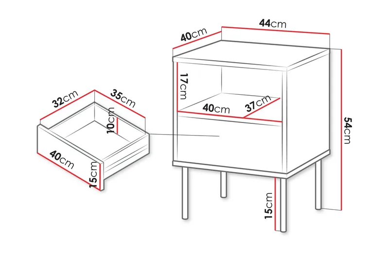 Akiko Nattbord 44 cm - Grønn - Møbler - Bord - Avlastningsbord & sidobord - Sengebord & nattbord