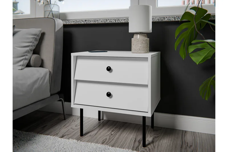 Akilesh Nattbord 52 cm - Hvit - Møbler - Bord - Avlastningsbord & sidobord - Sengebord & nattbord