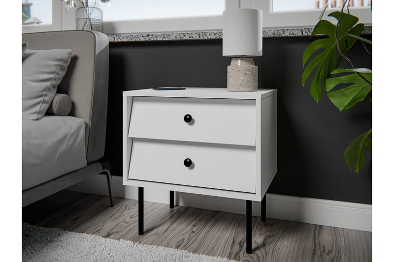 Akilesh Nattbord 52 cm - Hvit - Møbler - Bord - Avlastningsbord & sidobord - Sengebord & nattbord