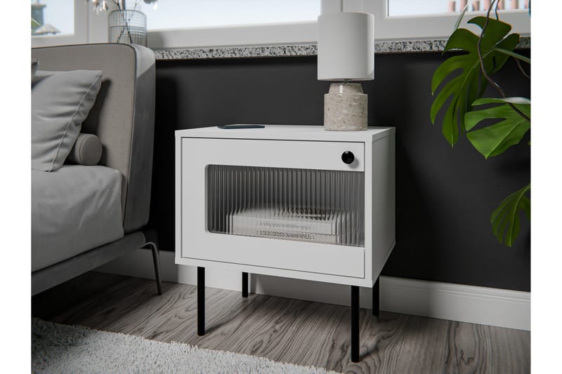 Akilesh Nattbord 52 cm - Hvit - Møbler - Bord - Avlastningsbord & sidobord - Sengebord & nattbord