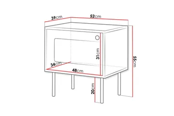 Akilesh Nattbord 52 cm i Malt Tre med Oppbevaring - Hvit - Møbler - Bord - Avlastningsbord & sidobord - Sengebord & nattbord
