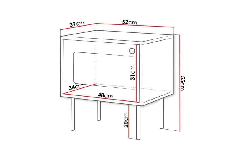 Akilesh Nattbord 52 cm i Malt Tre med Oppbevaring - Svart - Møbler - Bord - Avlastningsbord & sidobord - Sengebord & nattbord