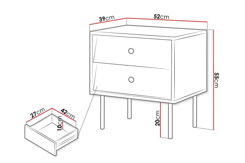 Akilesh Nattbord 52 cm - Svart - Møbler - Bord - Avlastningsbord & sidobord - Sengebord & nattbord