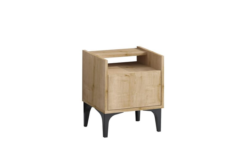 Alitha Nattbord 40 cm - Svart/Mellomfarget tre - Møbler - Bord - Avlastningsbord & sidobord - Sengebord & nattbord