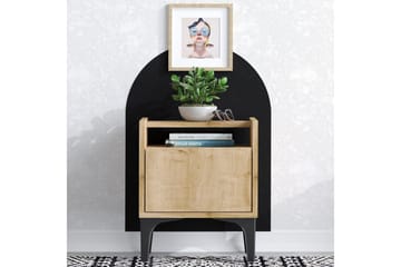 Alitha Nattbord 40 cm - Svart/Mellomfarget tre - Møbler - Bord - Avlastningsbord & sidobord - Sengebord & nattbord