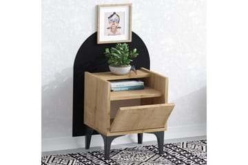 Alitha Nattbord 40 cm - Svart/Mellomfarget tre - Møbler - Bord - Avlastningsbord & sidobord - Sengebord & nattbord