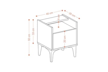 Alitha Nattbord 40 cm - Svart/Mellomfarget tre - Møbler - Bord - Avlastningsbord & sidobord - Sengebord & nattbord