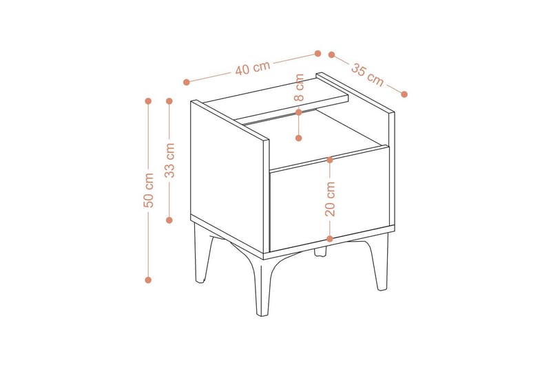 Alitha Nattbord 40 cm - Svart/Mellomfarget tre - Møbler - Bord - Avlastningsbord & sidobord - Sengebord & nattbord