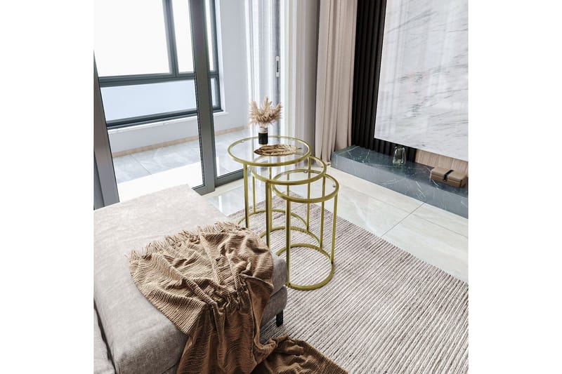 Alyasmin Settbord 34 cm - Gull/Gjennomsiktig - Møbler - Bord - Avlastningsbord & sidobord - Settbord