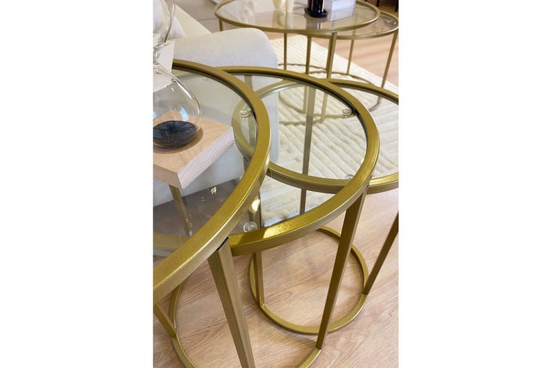 Alyasmin Settbord 34 cm - Gull/Gjennomsiktig - Møbler - Bord - Avlastningsbord & sidobord - Settbord