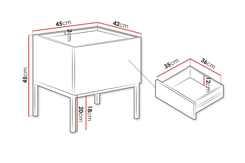 Amelus Nattbord 45 cm - Brun - Møbler - Bord - Avlastningsbord & sidobord - Sengebord & nattbord