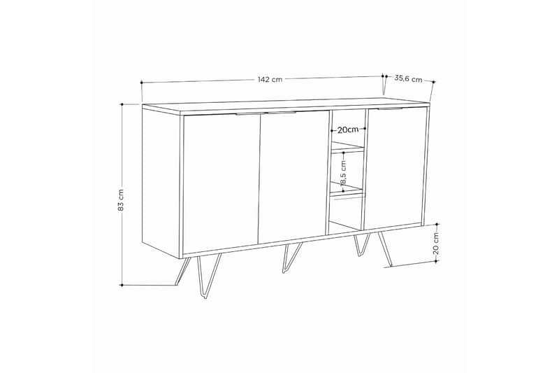 Andalos Konsollbord 142 cm - Sandstein/Eik - Møbler - Bord - Avlastningsbord & sidobord - Konsollbord & gangbord