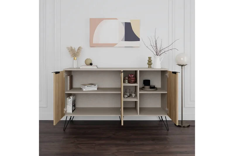 Andalos Konsollbord 142 cm - Sandstein/Eik - Møbler - Bord - Avlastningsbord & sidobord - Konsollbord & gangbord