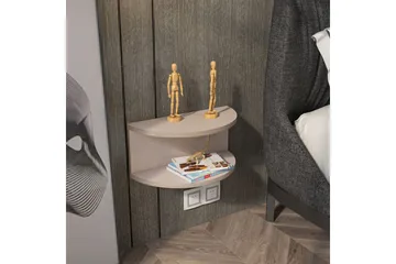 Antigua Vegghengt Nattbord 45 cm med Lyst Trelook, Oppbevaring med Hylle - Beige - Møbler - Bord - Avlastningsbord & sidobord - Sengebord & nattbord