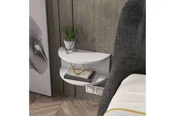 Antigua Veggmontert Nattbord 45 cm med Lyst Treutseende, Oppbevaring med Hylle - Hvit - Møbler - Bord - Avlastningsbord & sidobord - Sengebord & nattbord