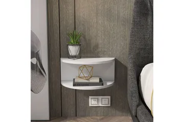 Antigua Veggmontert Nattbord 45 cm med Lyst Treutseende, Oppbevaring med Hylle - Hvit - Møbler - Bord - Avlastningsbord & sidobord - Sengebord & nattbord