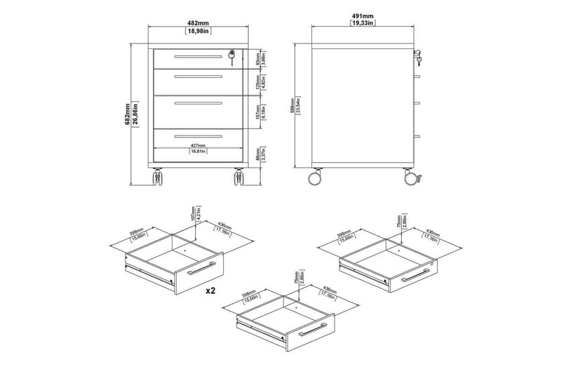 Astric Sengebord 48,2 cm - Hvit - Møbler - Bord - Avlastningsbord & sidobord - Sengebord & nattbord