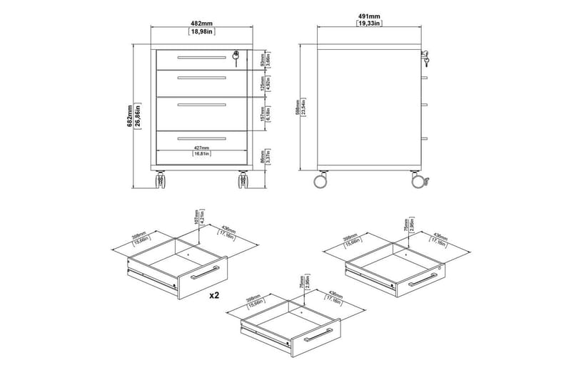 Astric Sengebord 48,2 cm - Hvit - Møbler - Bord - Avlastningsbord & sidobord - Sengebord & nattbord