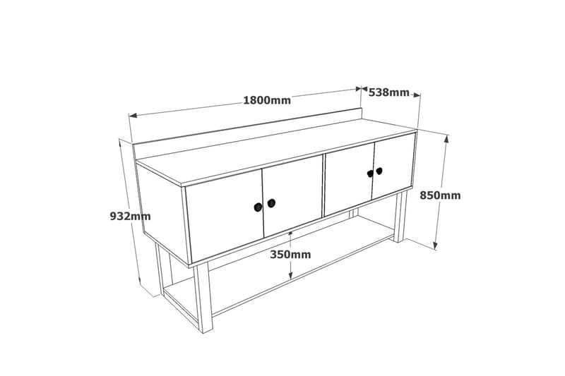 Avlastningsbord Dewat 180 cm - Teak / Antrasitt - Konsollbord & gangbord - Avlastningsbord & sidobord - Entreoppbevaring