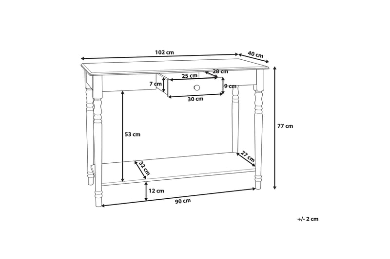 Avlastningsbord Tobago 102 cm - Hvit - Konsollbord & gangbord - Avlastningsbord & sidobord - Entreoppbevaring