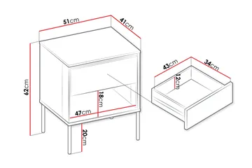 Basici Nattbord 51 cm - Brun - Møbler - Bord - Avlastningsbord & sidobord - Sengebord & nattbord