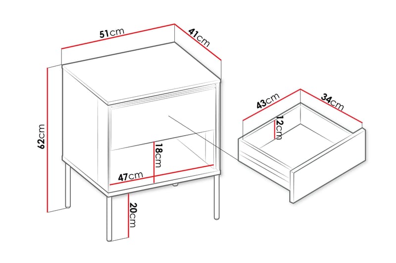 Basici Nattbord 51 cm - Brun - Møbler - Bord - Avlastningsbord & sidobord - Sengebord & nattbord