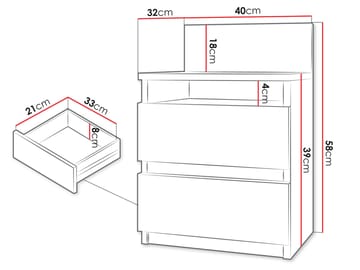 Basildon nattbord 40 cm - brun - Møbler - Bord - Avlastningsbord & sidobord - Sengebord & nattbord