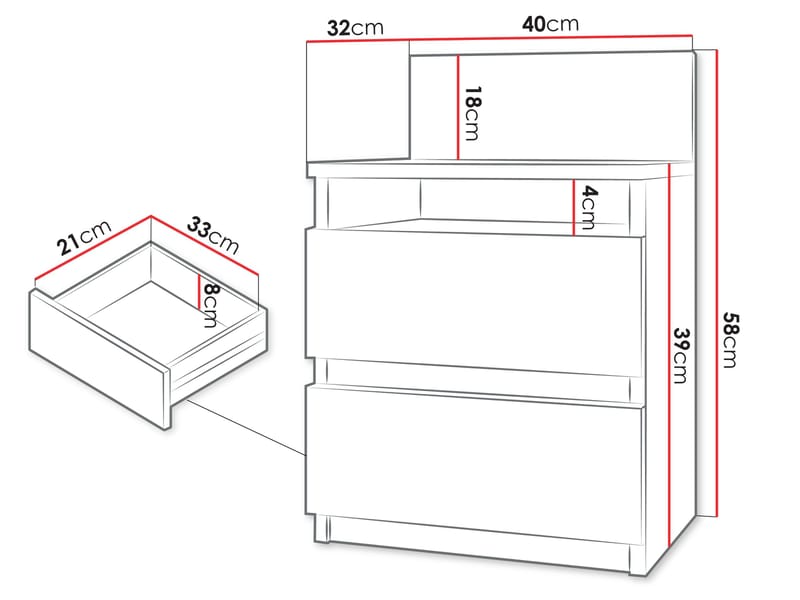 Basildon nattbord 40 cm - brun - Møbler - Bord - Avlastningsbord & sidobord - Sengebord & nattbord