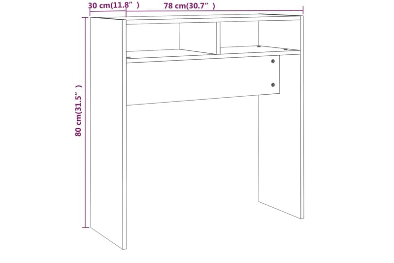 beBasic Konsollbord røkt eik 78x30x80 cm konstruert tre - Brun - Konsollbord & gangbord - Avlastningsbord & sidobord - Entreoppbevaring