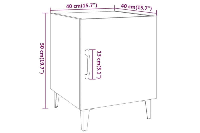 beBasic Nattbord høyglans hvit konstruert tre - Hvit - Sengebord & nattbord