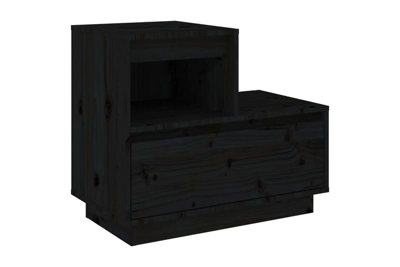 beBasic Nattbord svart 60x34x51 heltre furu - Svart - Sengebord & nattbord
