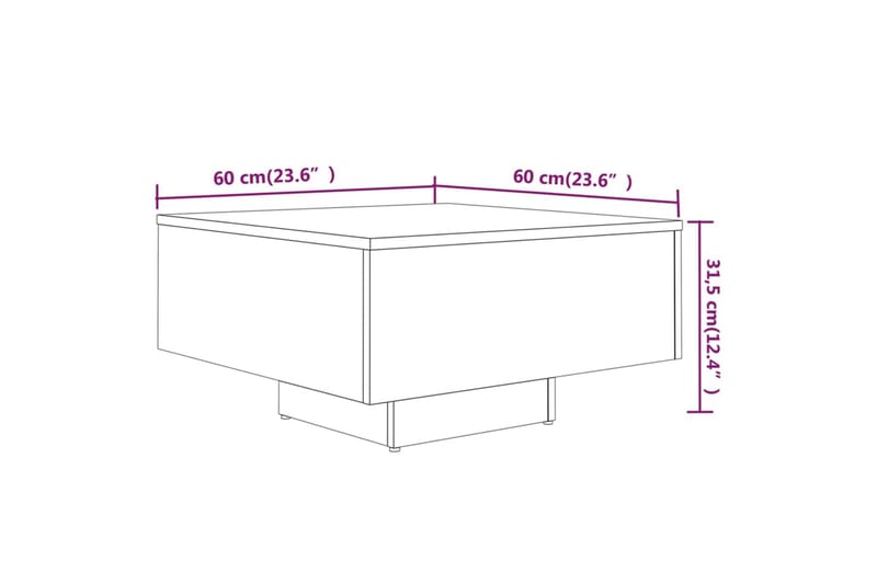 beBasic Salongbord grå sonoma 60x60x31,5 cm konstruert tre - GrÃ¥ - Lampebord & sidebord - Brettbord og småbord
