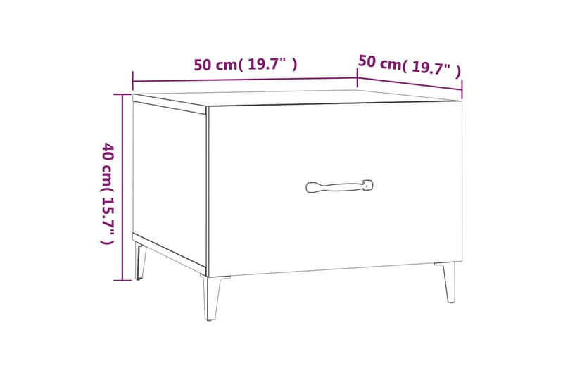 beBasic Salongbord med metallben 2 stk høyglans hvit 50x50x40 cm - Hvit - Lampebord & sidebord - Brettbord og sm�åbord