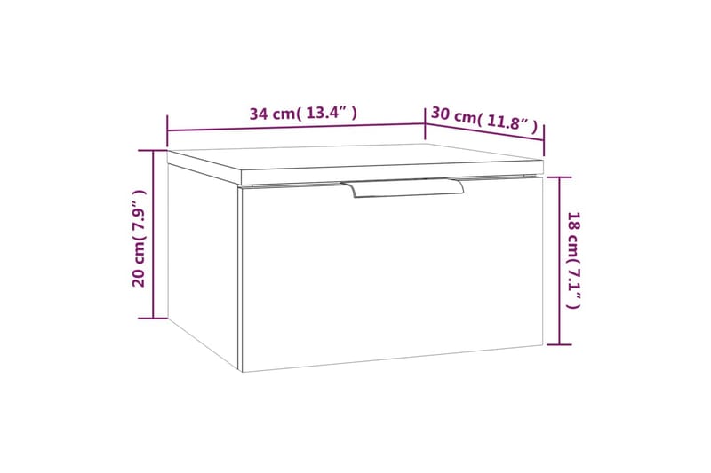 beBasic Veggmontert nattbord røkt eik 34x30x20 cm - Brun - Sengebord & nattbord
