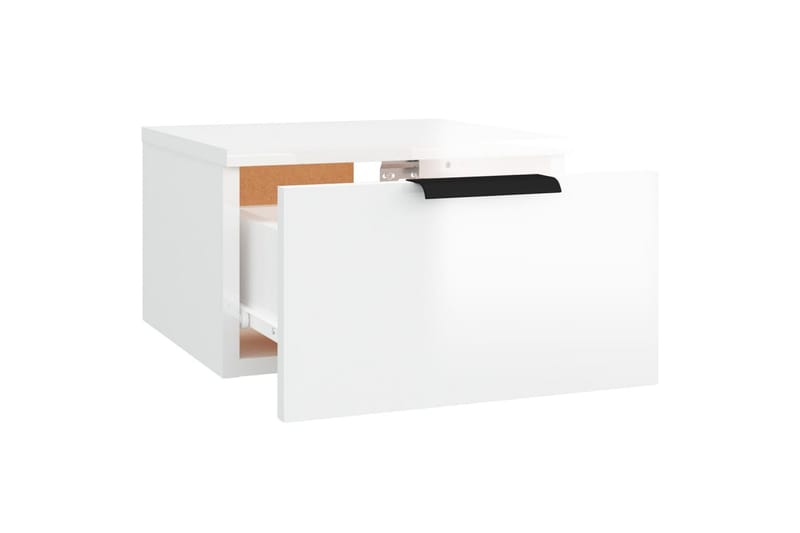 beBasic Veggmonterte nattbord 2 stk høyglans hvit 34x30x20 cm - Hvit - Sengebord & nattbord
