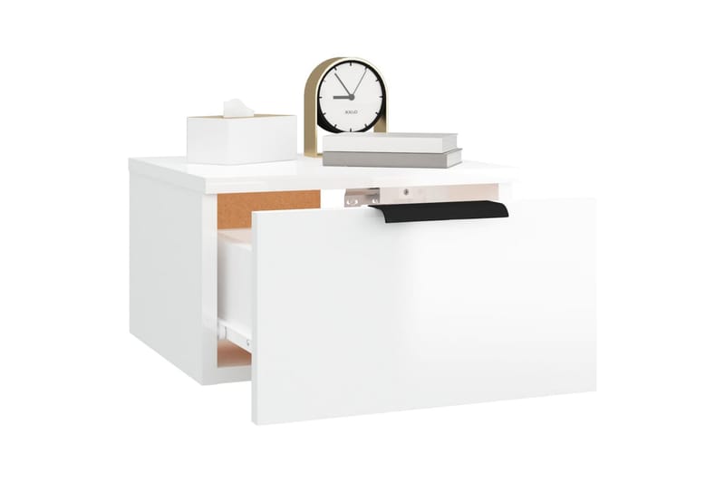 beBasic Veggmonterte nattbord 2 stk høyglans hvit 34x30x20 cm - Hvit - Sengebord & nattbord