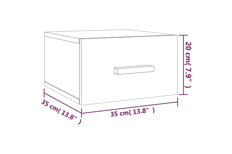 beBasic Veggmonterte nattbord 2 stk røkt eik 35x35x20 cm - Brun - Sengebord & nattbord