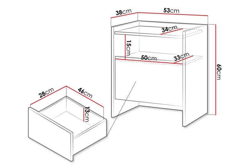 Bellia Sidebord 38 cm - Grå - Møbler - Bord - Avlastningsbord & sidobord - Lampebord & sidebord