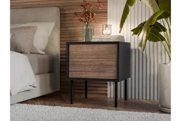 Belonger Nattbord 45 cm - Svart/Valnøtt - Møbler - Bord - Avlastningsbord & sidobord - Sengebord & nattbord