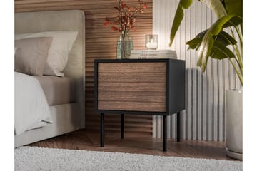 Belonger Nattbord 45 cm - Svart/Valnøtt - Møbler - Bord - Avlastningsbord & sidobord - Sengebord & nattbord