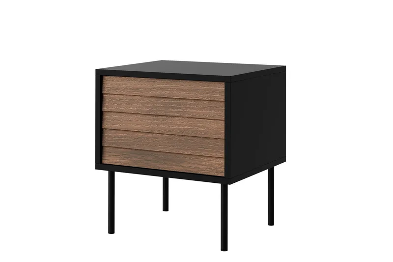 Belonger Nattbord 45 cm, Svart/Valnøtt
