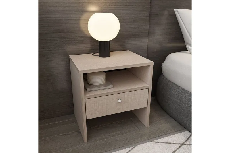 Berriaren Nattbord 45 cm - Beige - Møbler - Bord - Avlastningsbord & sidobord - Sengebord & nattbord